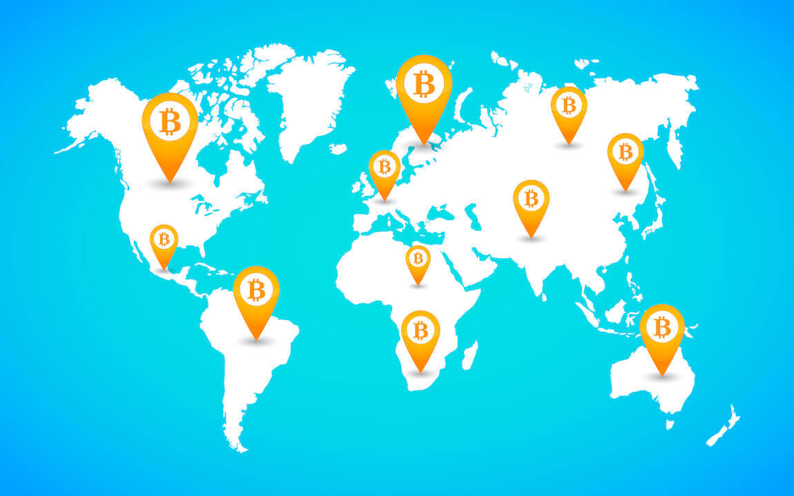 Bitcoin wereldkaart